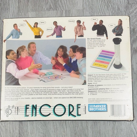 Vintage Parker Brothers Board Game Encore 1989 NOS sealed 80s Singing Game Fun - Picture 2 of 3
